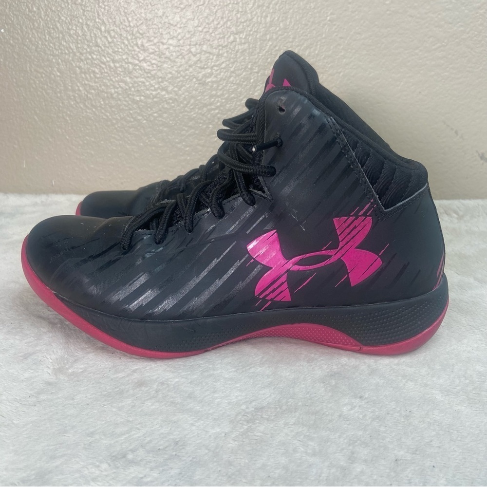 Under Armour Black Pink High Top Basketball Shoes Size 7.5 - Picture 6 of 14